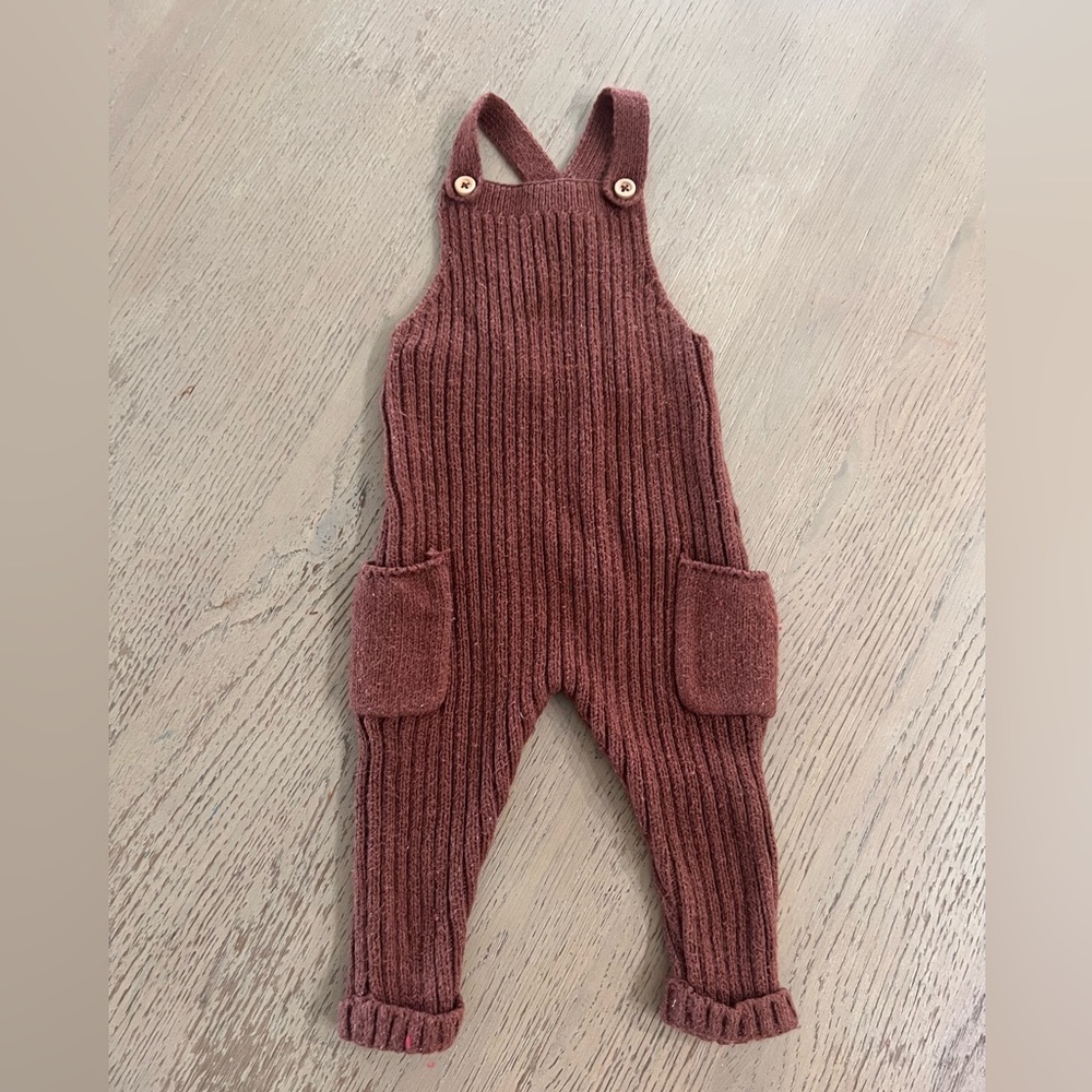 Zara knit sweater overalls rust brown size 3-6 month unisex